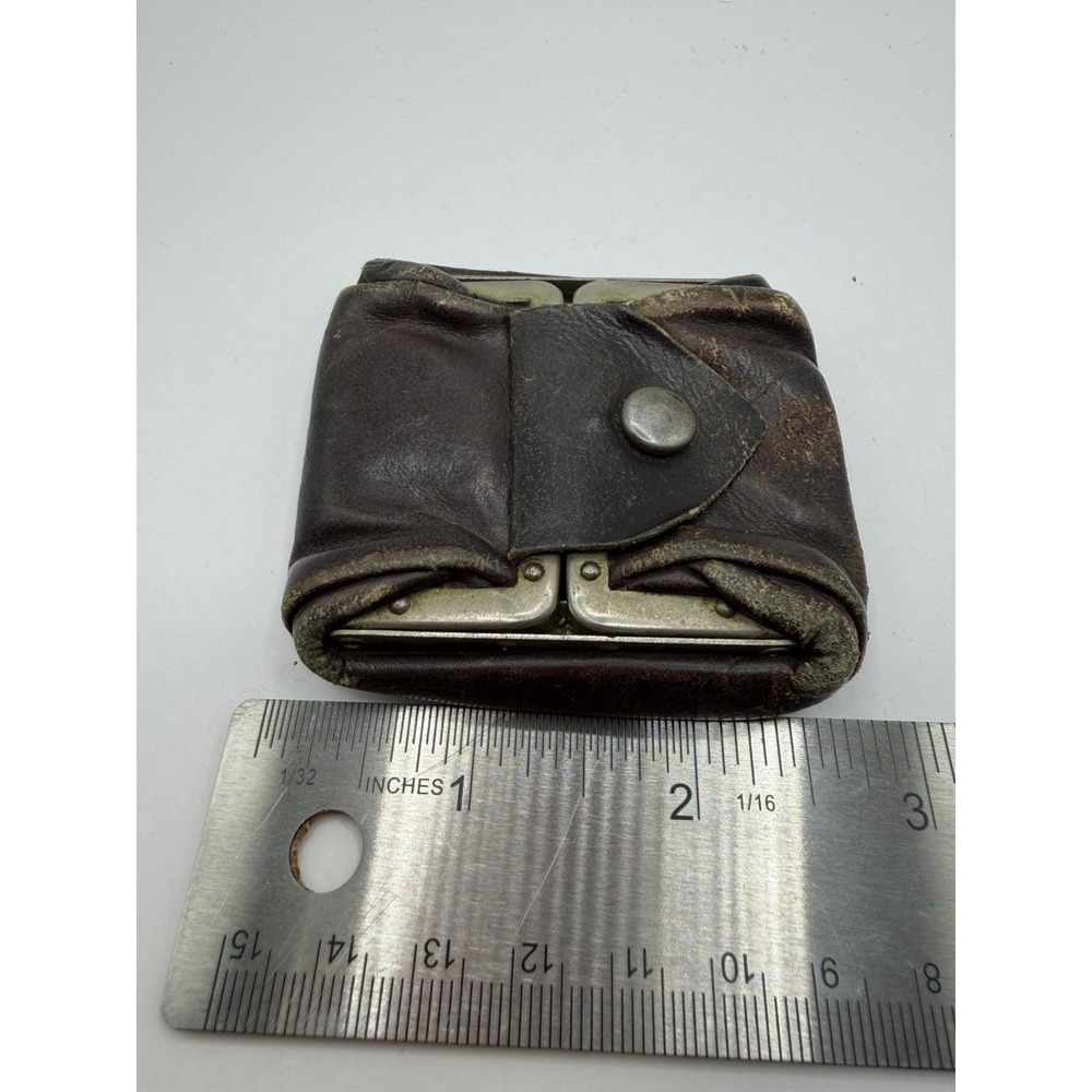 Vintage‎ 1920's HINGED HOBO Leather Change Purse Snap Pouch Wallet - Picture 3 of 5